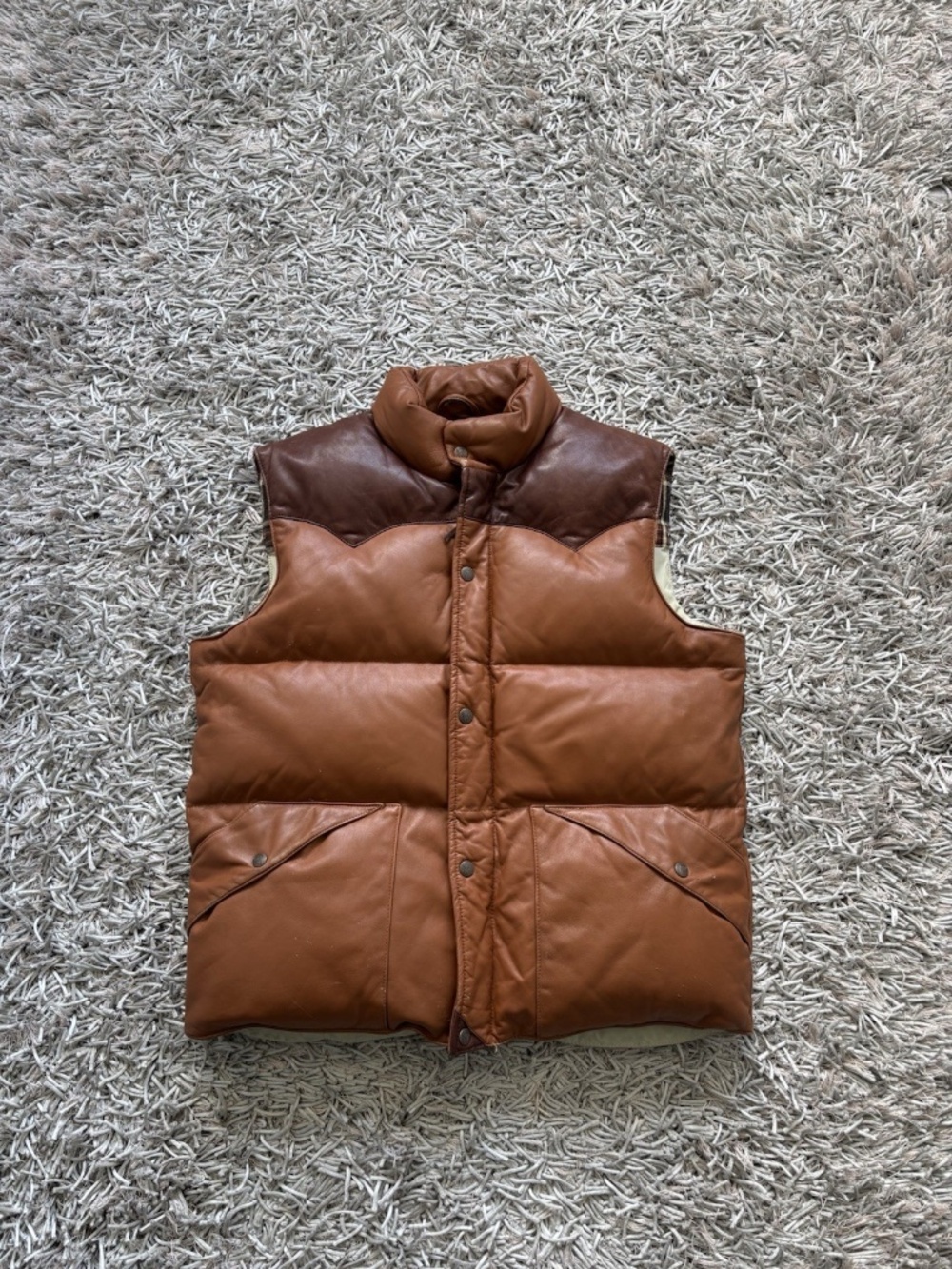 Penfield 35th Anniversary Brown Leather Puffer Vest Men's Large